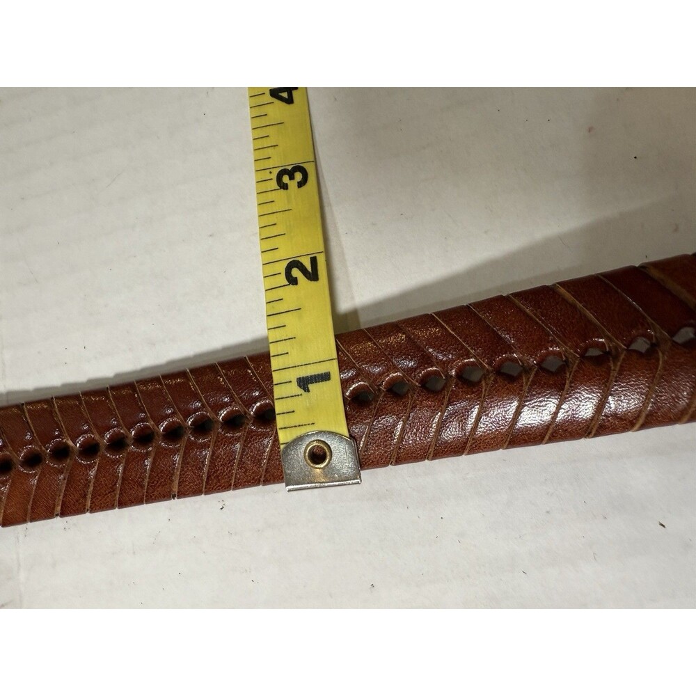Vintage Braided Leather Belt Mens 42 Brown Gold  Brass Buckle Heritage Gentleman - Picture 6 of 16